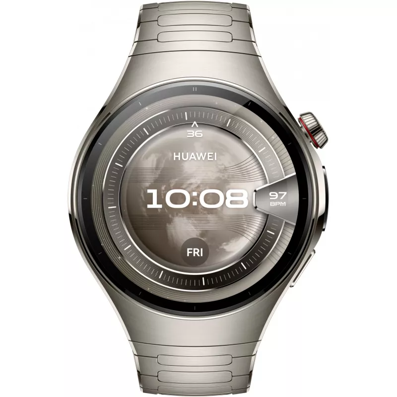 Smartwatch HUAWEI WATCH 5, 1,5 cala AMOLED, 466×466, koperta tytanowa 46 mm, Wi‑Fi, GPS, Srebrny
