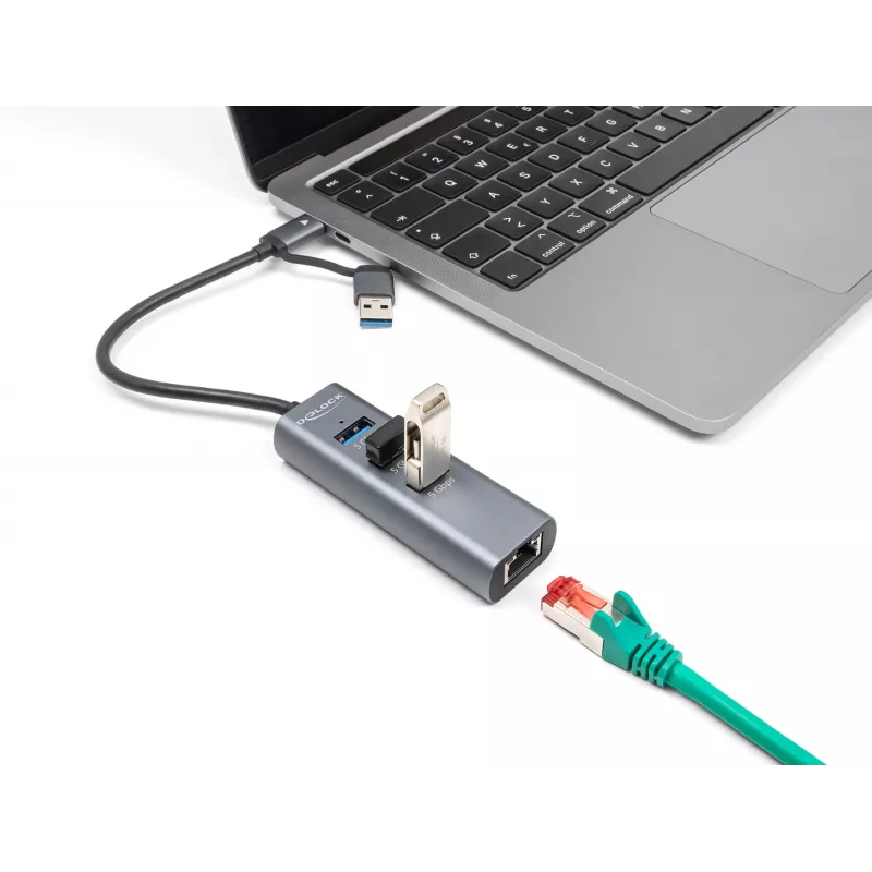 DeLOCK 64282 stacja dokująca do laptopa i replikator portów Przewodowy USB 3.2 Gen 1 (3.1 Gen 1) Type-C Szary (64282)