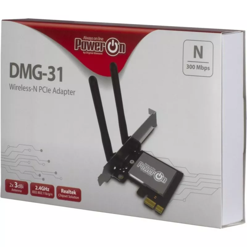 Inter-Tech DMG-31 - wbudowana - bezprzewodowa - PCI Express - Wi-Fi - Wi-Fi 4 (802.11n) - 300 Mbit/s (88888147)