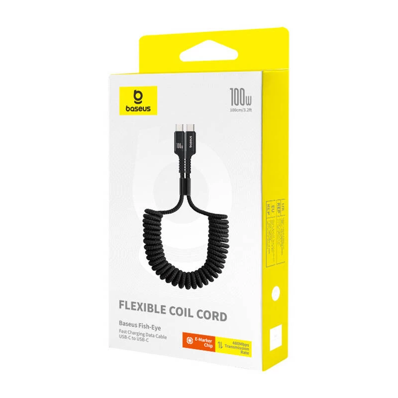 Baseus Fish-Eye kabel do szybkiego ładowania USB C do USB C 1 m 100 W czarny