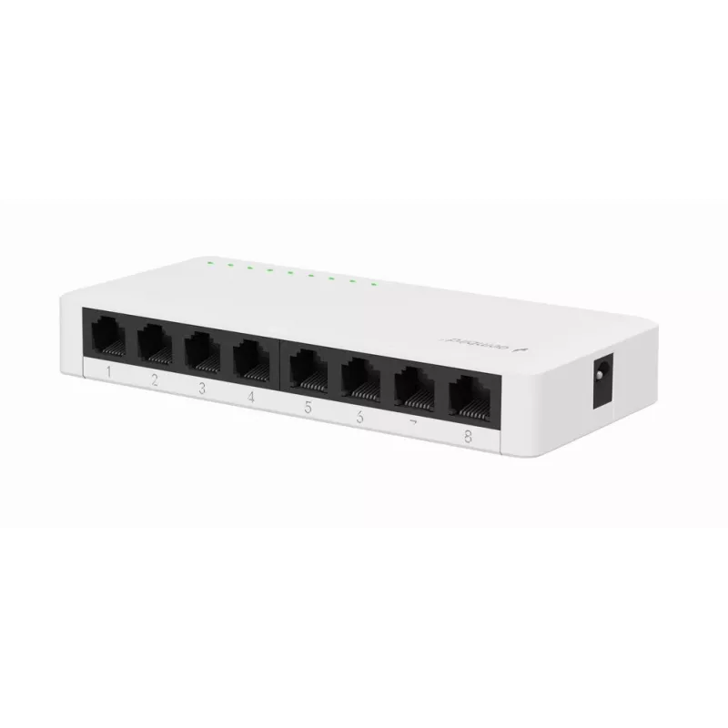 Przełącznik niezarządzalny GEMBIRD NSW-G8-01 — 8× Gigabit Ethernet (10/100/1000), Biały, DC 5V
