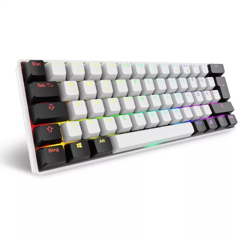 Klawiatura Sharkoon SGK50 S4 Domowa USB QWERTZ Niemiecka Biała RGB LED 60%
