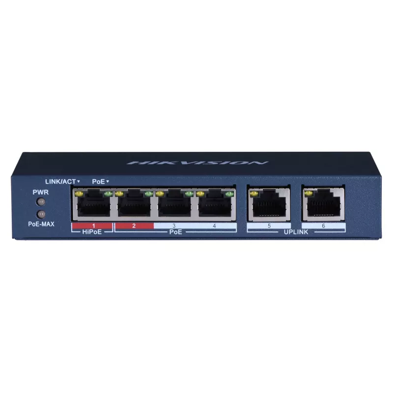 Hikvision DS-3E0106HP-E sieciowy Links Unmanaged Fast Ethernet (10/100) PoE Support niebieski
