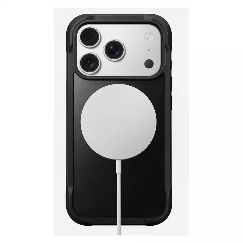 Pokrowiec na telefon Nomad Rugged Leather etui do Apple iPhone 17 Pro, skóra/TPU/PC/aluminium, pasuje do ekranów 16 cm (6,3 cala), czarny