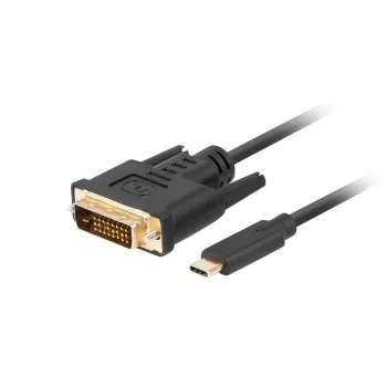 adapter kablowya wideo LANBERG CA-CMDV-10CU-0030-BK, USB Type-C na DVI-D, 3 m, czarny