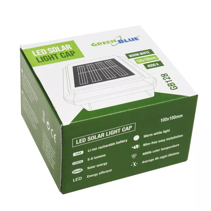 Lampa solarna LED ogrodowa GB128 na słupek, czarna - zielony niebieski