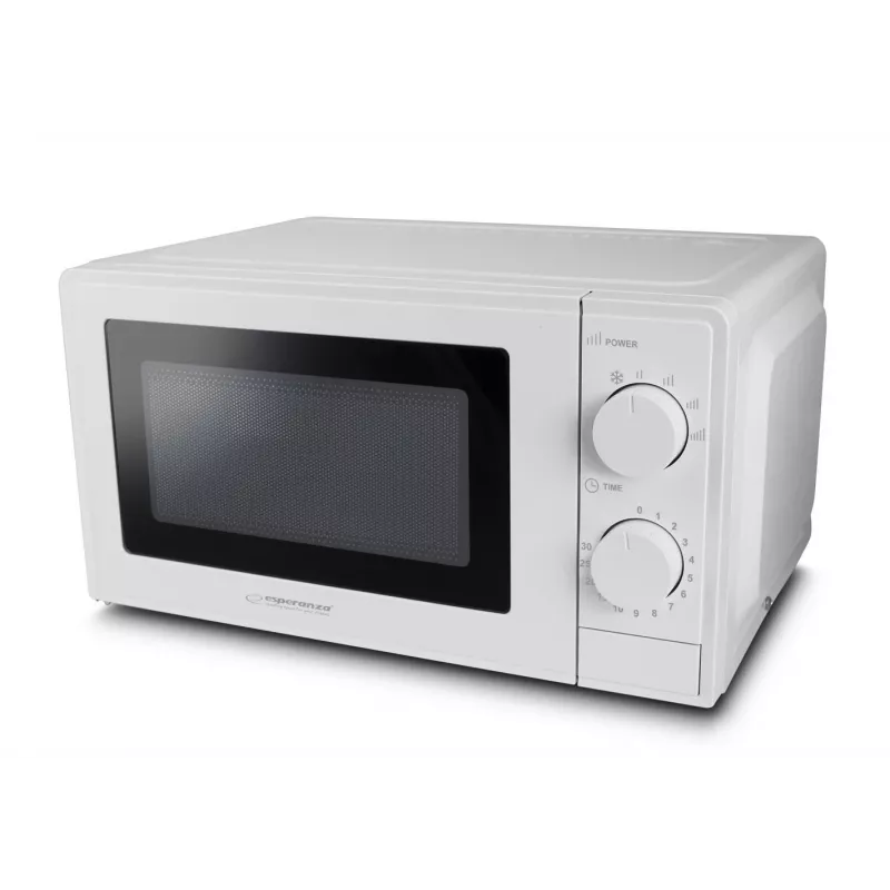 Kuchenka mikrofalowa solo ESPERANZA ESTOFADO — 700 W, 20 l, 5 poziomów mocy, talerz obrotowy 24,5 cm, biały