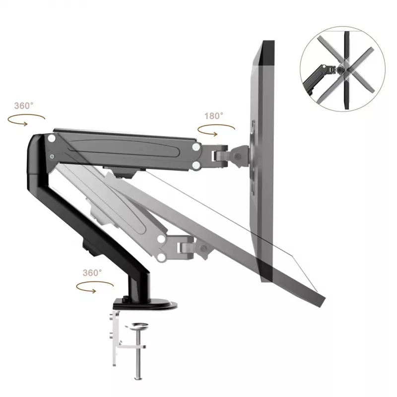 Uchwyt do monitora Maclean MC-860N, z siłownikiem gazowym, 13-27 cali, 8 kg, czarny
