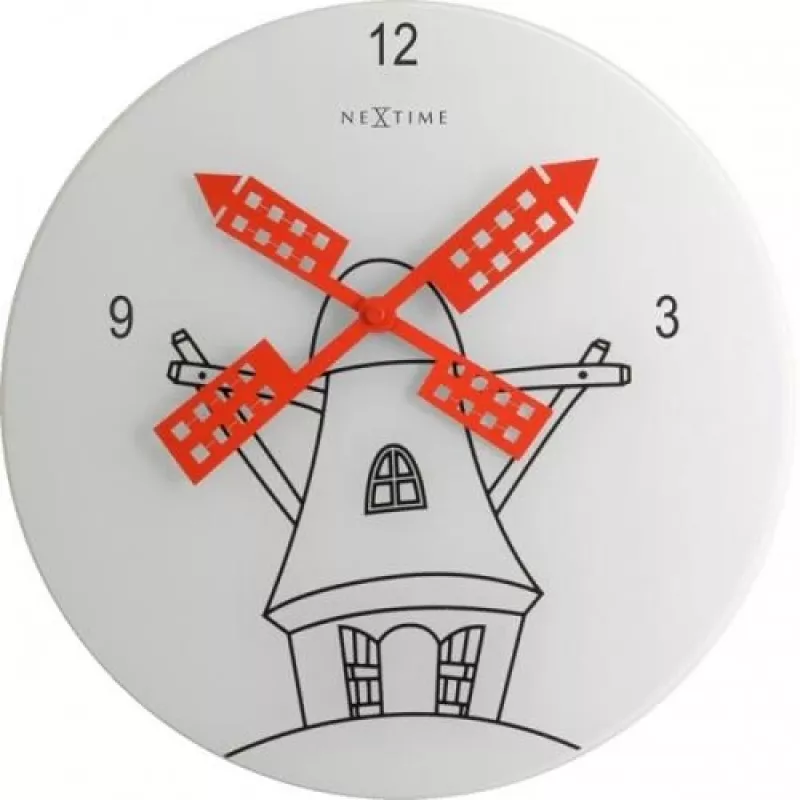 NeXtime klok 8807 Windmil, Ø30 cm, ścienny, biały/czarny/czerwony