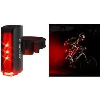 Tylna lampka rowerowa LED FISCHER PLUS TWIN STOP Aluminium z oświetleniem podłoża