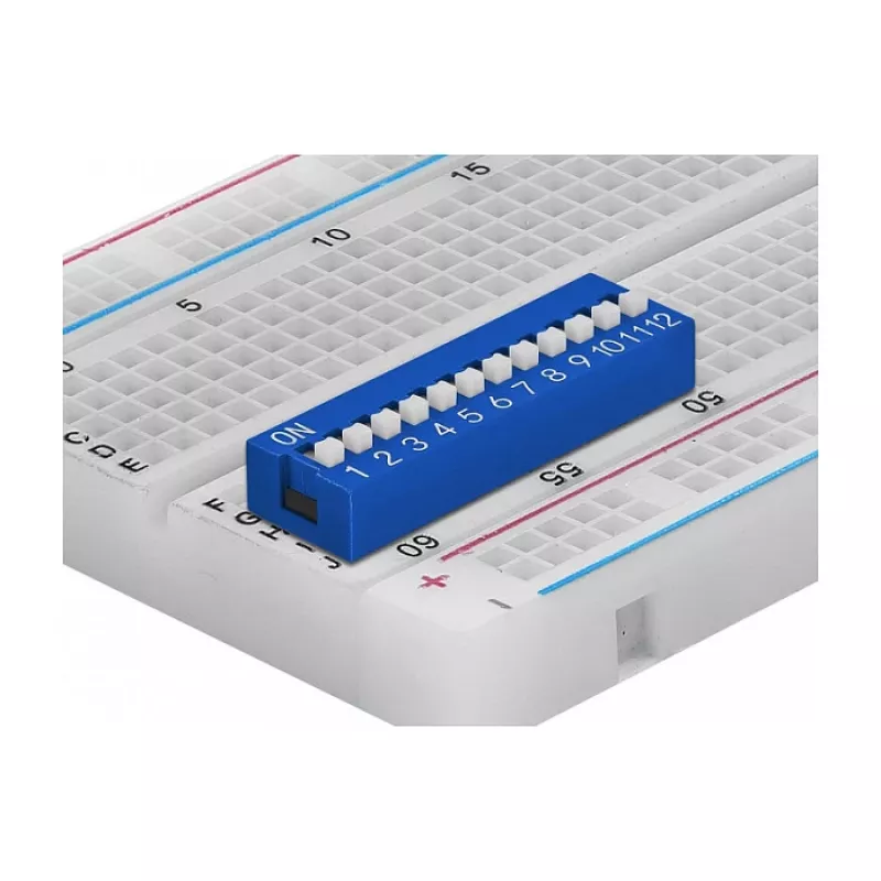 Przełącznik DIP do PCB DELOCK 66388, niebieski plastik, 10 szt., 31,9×9,9×5,5 mm