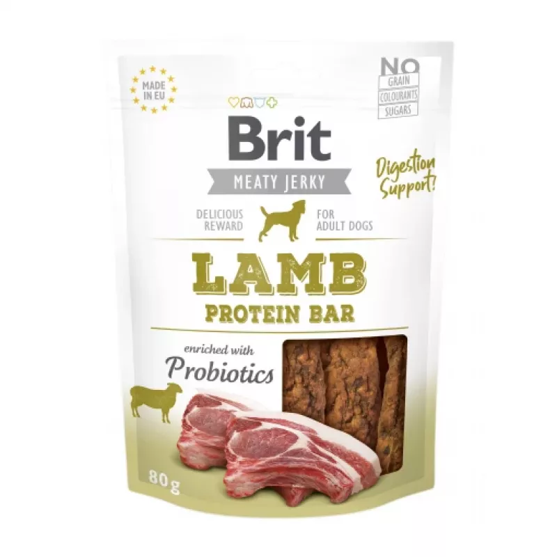 Przysmak dla psa Brit Jerky Protein Bar z jagnięciną 200 g — gryzaki, 30% białka, 26% tłuszczu, bez glutenu i cukru
