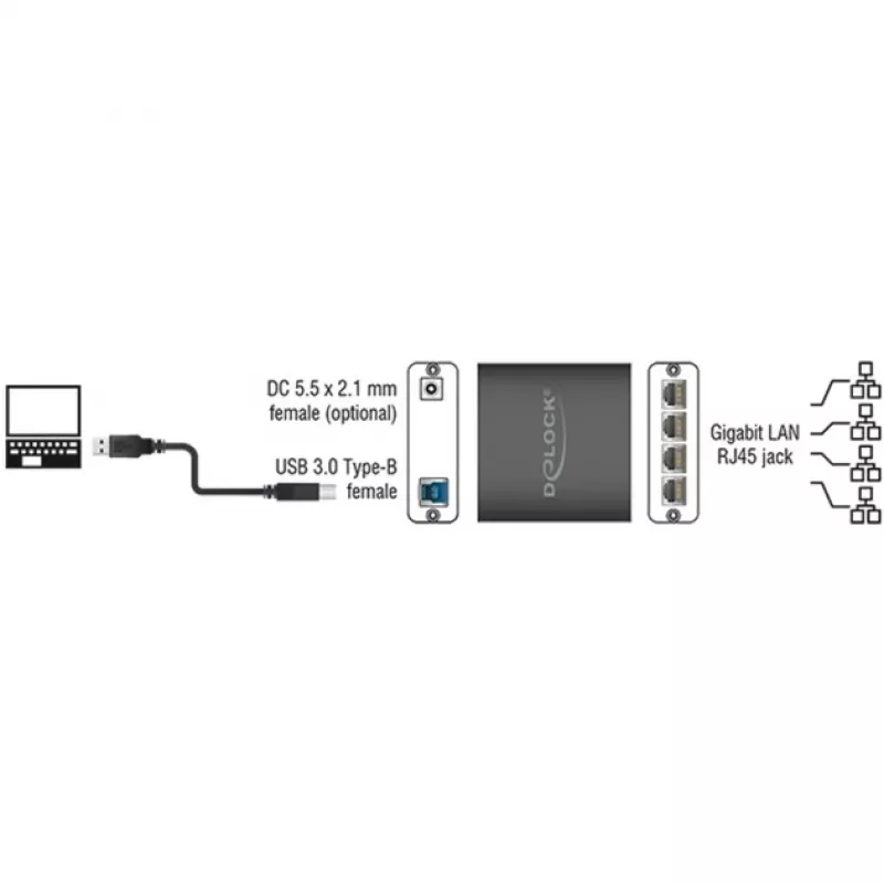 Koncentrator interfejsów DeLOCK 62966 Czarny
