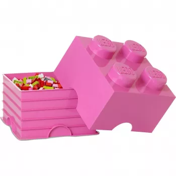 Klocek do przechowywania 4 LEGO 40031739 różowy – plastikowy, składany pojemnik na drobne przedmioty
