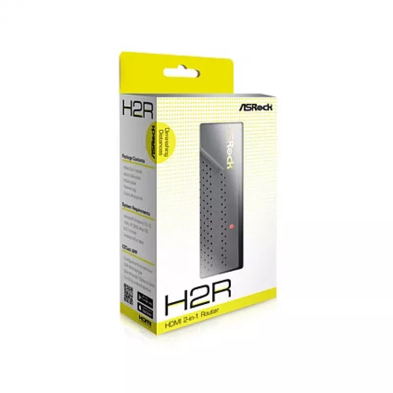 Przenośny router bezprzewodowy ASROCK H2R 2-w-1 — Jednopasmowy 2,4 GHz, Wi‑Fi 4 (802.11n), 300 Mbps, 2 anteny, HDMI i Micro-USB