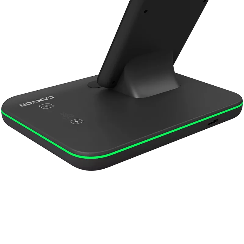 Stacja ładująca Canyon Wireless Charger Dock 3in1 QI dla Apple 15W czarna detal