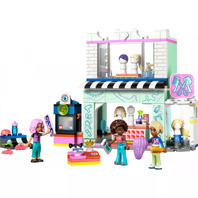 Zestaw LEGO Friends Salon fryzjerski i sklep dekoracyjny 42662 — minilaleczki, scena salonu, akcesoria