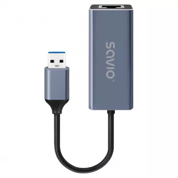 Karta sieciowa SAVIO AK-83 USB-A na RJ-45 męski, 5 Gbit/s, czarna