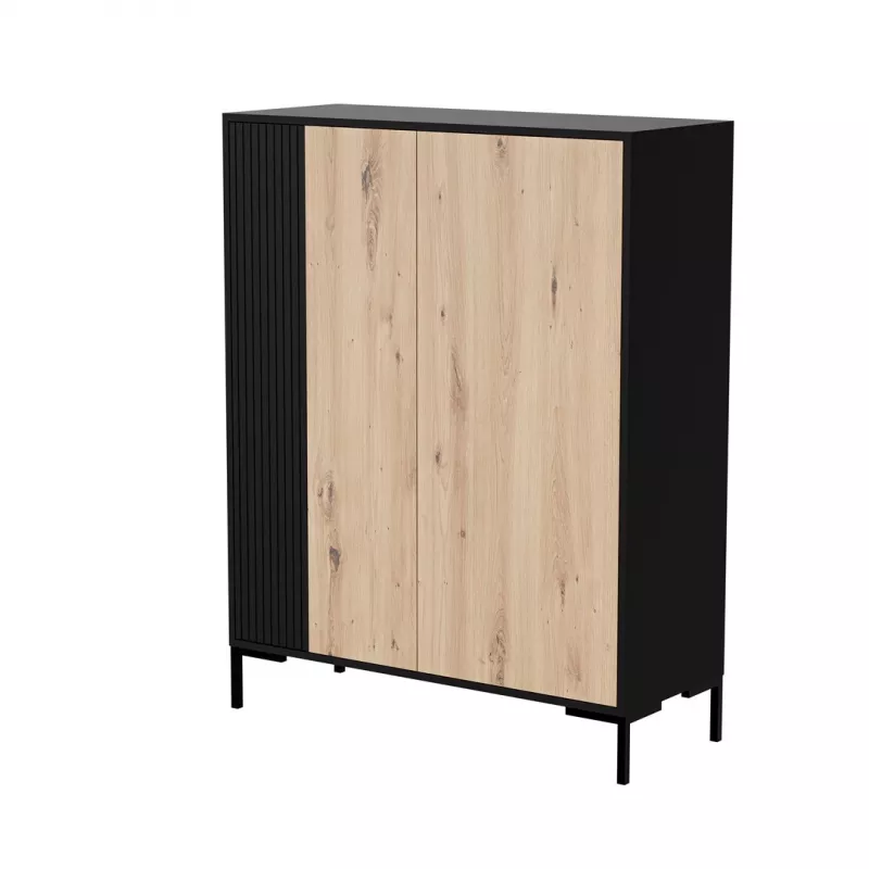 Cama MERCI komoda 100 x 40 x 129 cm czarny/dąb artisan