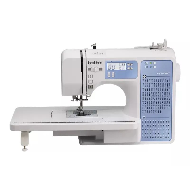 Maszyna do szycia Brother FS100WT — 100 wzorów ściegów, 850 SPM, szerokość ściegu 7 mm, automatyczny nawlekacz igły, LCD