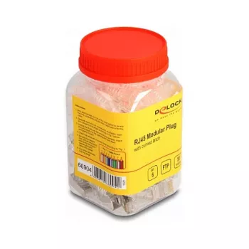 DeLOCK Wtyk modułowy RJ45 kat.6 z zakrzywioną zatrzaskiem i ochroną przed zginaniem 50 szt.