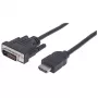 Kabel Manhattan HDMI do DVI-D 24+1, 1,8 m, męski na męski, czarny, odpowiednik HDMIDVIMM6, Dual Link, kompatybilny z DVD-D, dożywotnia gwarancja, woreczek foliowy