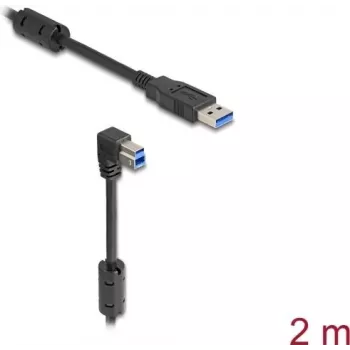 Kabel USB DeLOCK – wtyk typu A męski na wtyk typu B męski, kątowy w dół 90°, 2 m