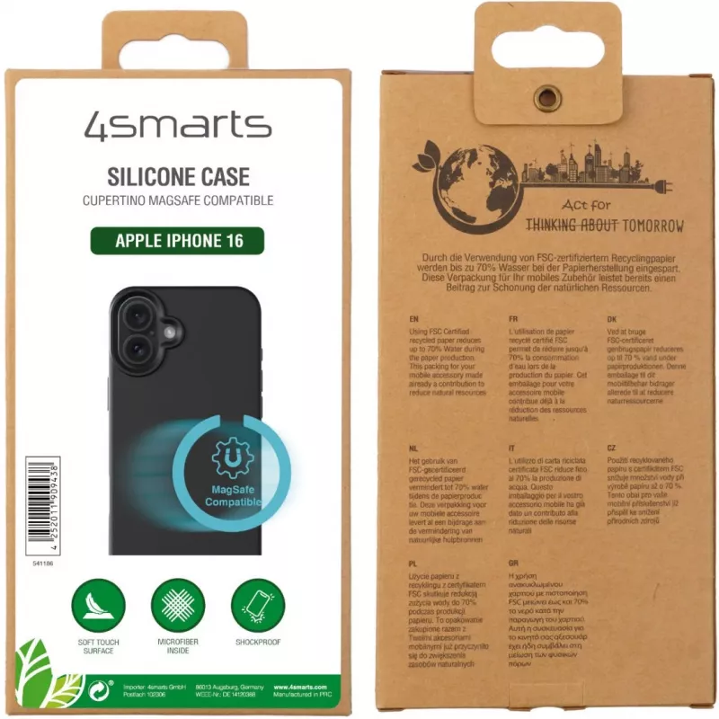4smarts Etui silikonowe Cupertino do Apple iPhone 16, kompatybilne z MagSafe