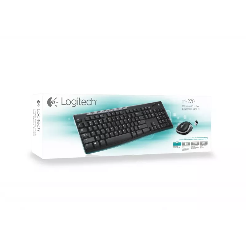 Logitech Wireless Combo MK270 - zestaw klawiatura i mysz - bezprzewodowy - 2,4 GHz - francuski (920-004510)