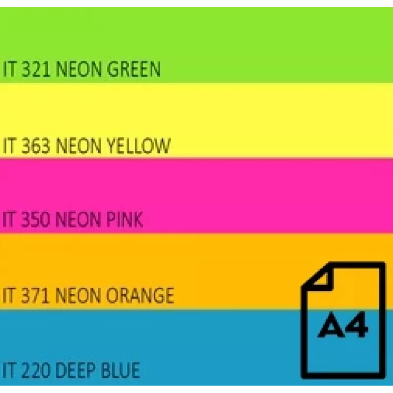 Papier kolorowy neonowy Double A, 75 g, A4, 100 arkuszy, Rainbow 4, 5 kolorów neonowych
