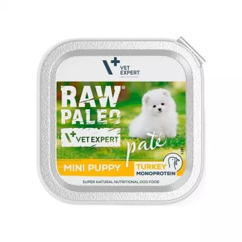 Mokra karma dla psa VETEXPERT RAW PALEO Pate Mini Turkey 150 g — formuła dla szczeniąt małych ras, bez zbóż i soi