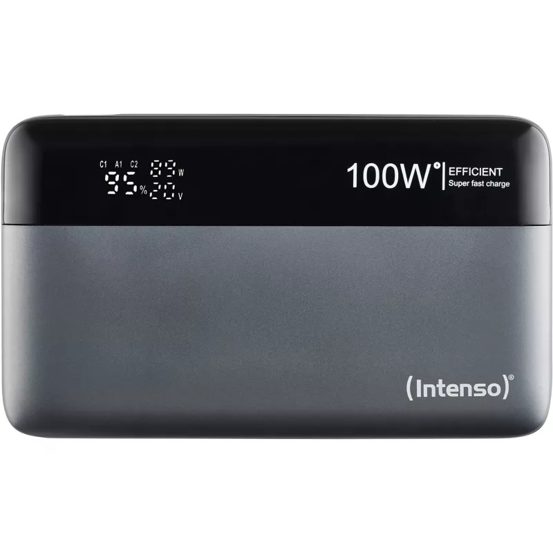Powerbank INTENSO 7350050 — 20000 mAh, 1× USB-A + 2× USB-C, łączna moc wyjściowa 100 W, czarno-szary