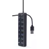 Koncentrator USB Gembird UHB-U3P7P-01, 7-portowy USB 3.2 Gen 1 (Type-A), kabel 0,24 m, czarny