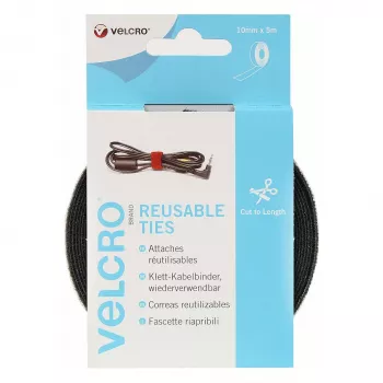 VELCRO ONE-WRAP Wiederverwendbares Klettband, ONE-WRAP Band 10mm x 5m Schwarz