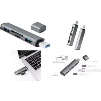 LogiLink UA0394 USB 3.2 Gen 2 Hub z aluminiową obudową, z wbudowanym czytnikiem kart SD, ze wskaźnikiem stanu