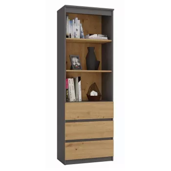 Biurkowy regał górny top e shop RS-60 ANT/ART KPL — 3 półki, płyta wiórowa, 600×350×1800 mm