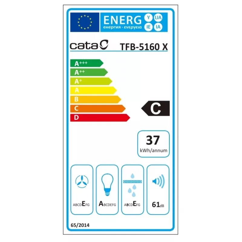 Okap CATA TFB-5160 X teleskopowy klasa efektywności energetycznej C szerokość 59,5 cm 300 m³/h mechaniczny CSLED stal nierdzewna
