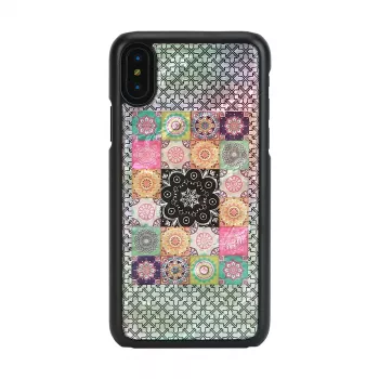 Etui na smartfona iKins do iPhone XS / XS S — wzór Flower Garden, czarne