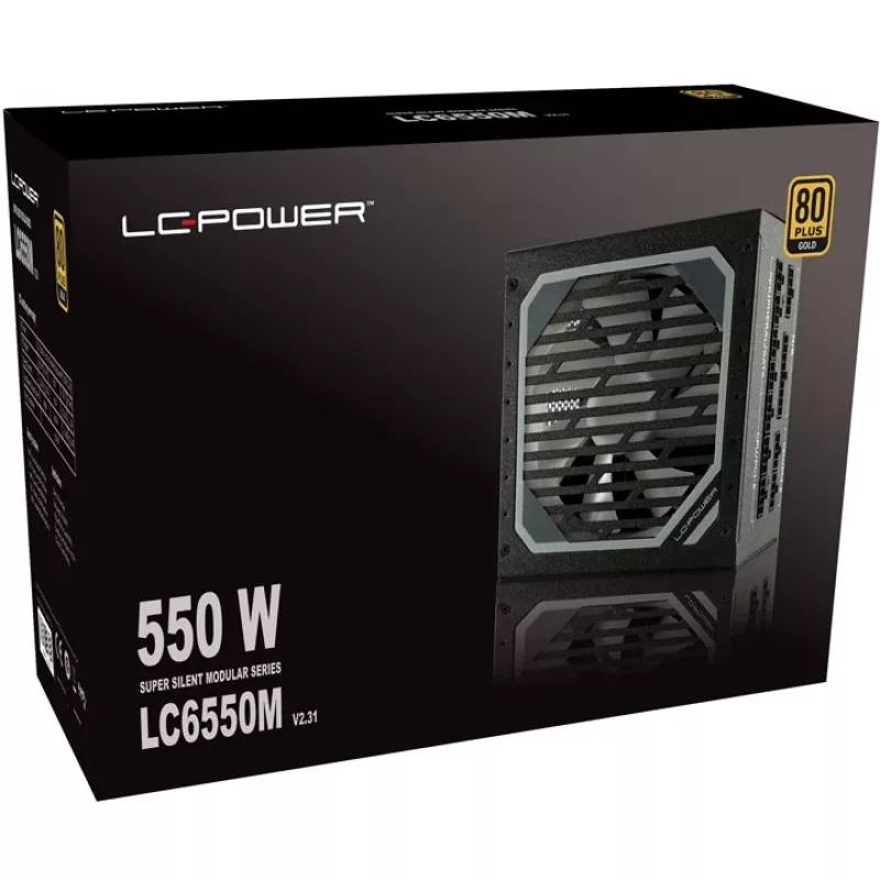 LC Power Super Silent Modular Series LC6550M V2,31 - Zasilacz (wewnętrzny) - ATX12V 2,3 - EPS12V - 80 PLUS Gold - AC 110-240 V - 550 Watt - aktywny PFC - Hammeczerwony Czarny (L