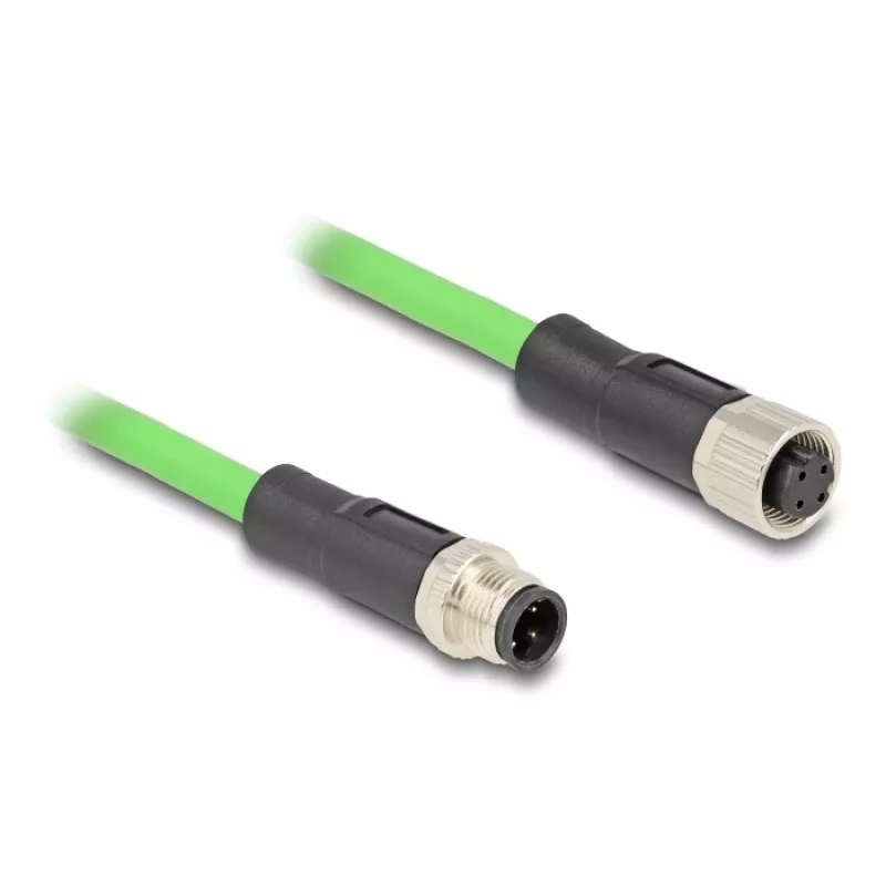 Kabel sieciowy DeLOCK M12 D-kodowany 4-pinowy męski do żeńskiego PUR (TPU) 1 m