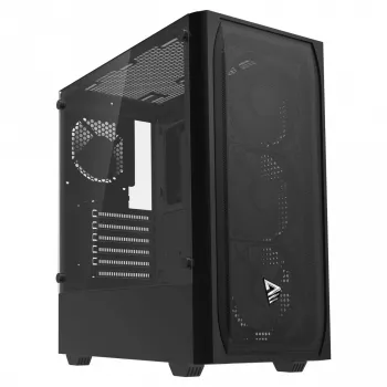 Obudowa PC SAVIO Noctis Flow — Cube Mini‑ITX/Micro‑ATX/ATX, 3x120mm przód, 1x120mm tył, 2x3.5 cala + 3x2.5 cala zatoki, hartowane szkło