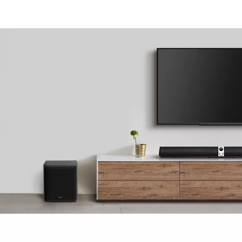 Subwoofer aktywny Edifier T5, wejście/wyjście stereo RCA, czarny, 70 W (lekko uszkodzone opakowanie)