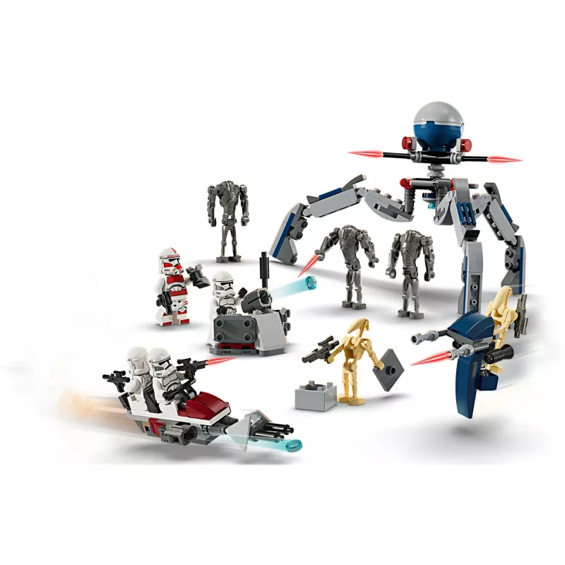 LEGO Star Wars Clone Trooper & Battle Droid Battle Pack Building Toys for Kids with Speeder Bike Vehicle 4 Minifigures and 5 figurki Gifts for Boys