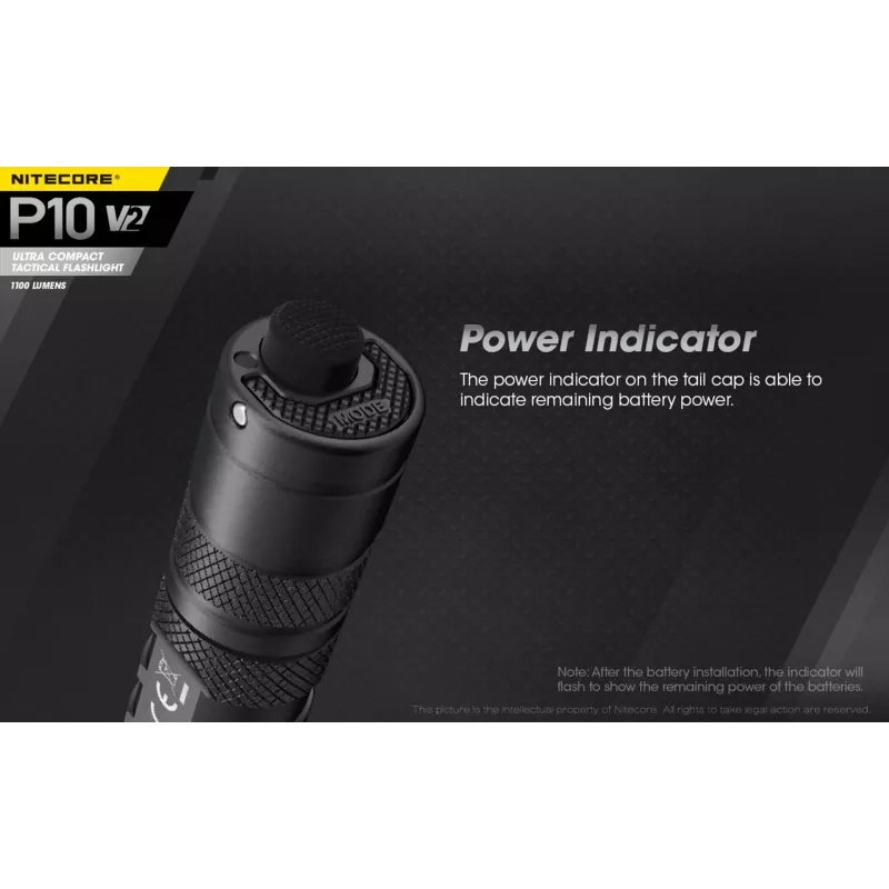 Latarka taktyczna Nitecore P10 V2 — 1000 lm, wodoszczelność IP68, odporność na wstrząsy, 95 g, kompatybilna z akumulatorami 18650/CR123