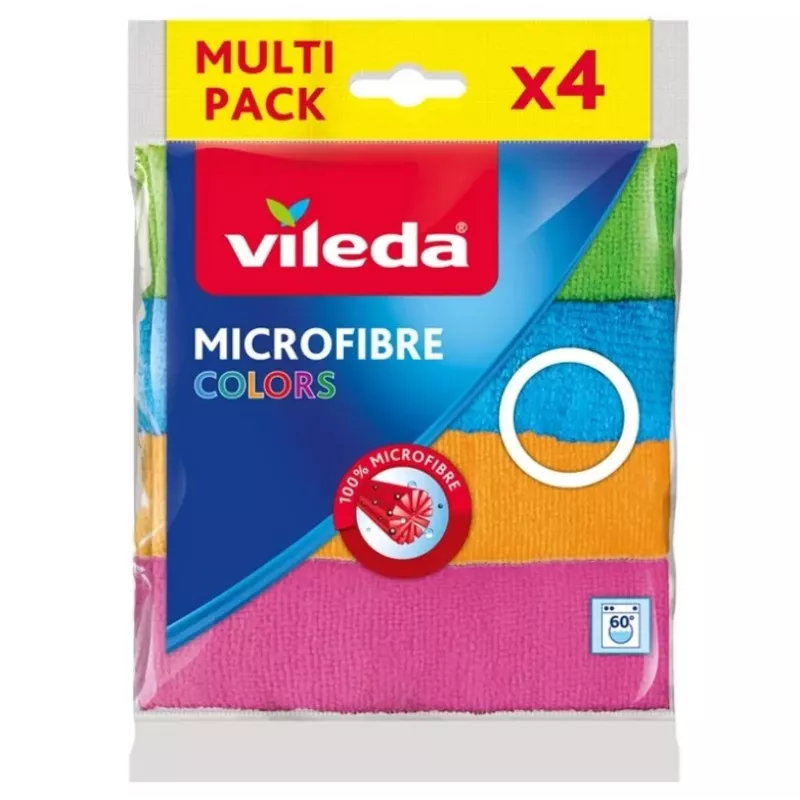 Ściereczka z mikrofibry VILEDA 4 szt., pomarańczowa, 380×360 mm, Poliester 80% / Poliamid 20%, można prać w pralce