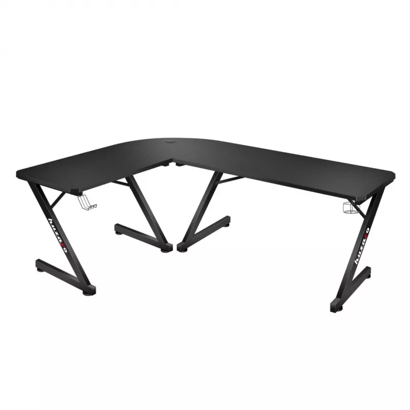 Stół narożny Huzaro Hero 7.0 Czarny — biurko narożne, blat z włókna węglowego 1540×1170×725 mm, rama aluminiowa, grubość blatu 1,5 cm