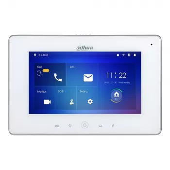 Akcesorium do domofonu DAHUA VTH5221DW-S2 — wyświetlacz 7 cali 1024x600, Wi‑Fi 802.11b/g/n, LAN 10/100 Mbps, 7 W, biały