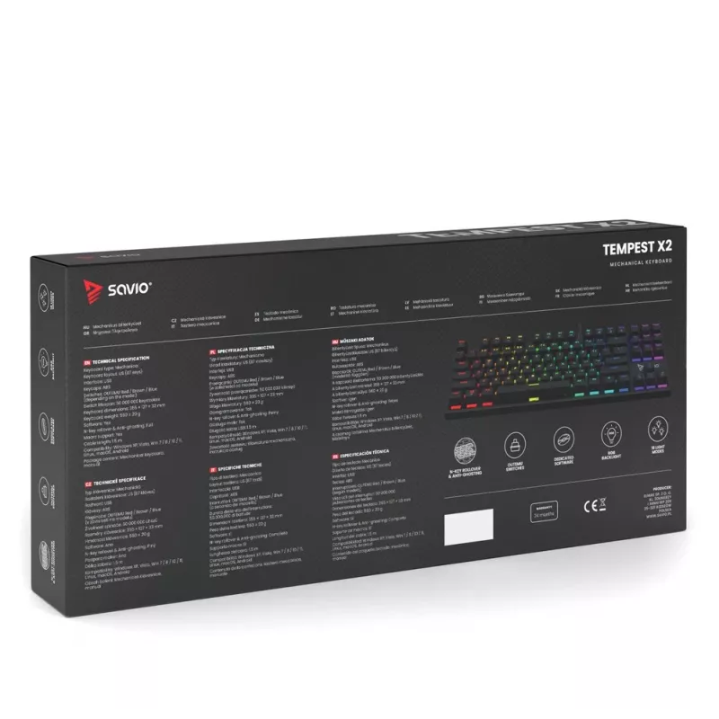 Klawiatura mechaniczna Savio RGB Tempest X2 Outemu Brown