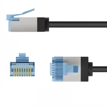 Goobay Ultra-Flexible CAT 6A kabel krosowy cienki U/FTP czarny - wtyk extra-short (74316)