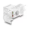 Moduł Keystone DELOCK RJ45 na LSA Cat.6 UTP beznarzędziowy z osłoną przeciwpyłową, płaski, 16×31,8×19,4 mm, biały/czarny